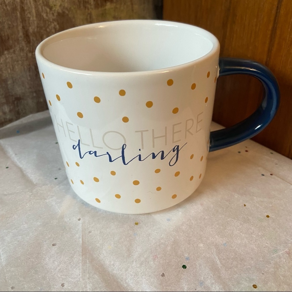 💥5/$25 Clay Art Hello  there darling polka‎ dot mug